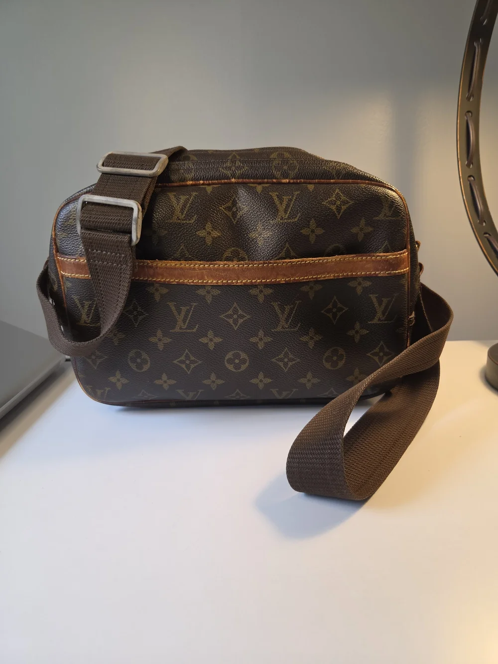Louis Vuitton Brown Monogram Canvas Messenger Bag with Tan Accents
